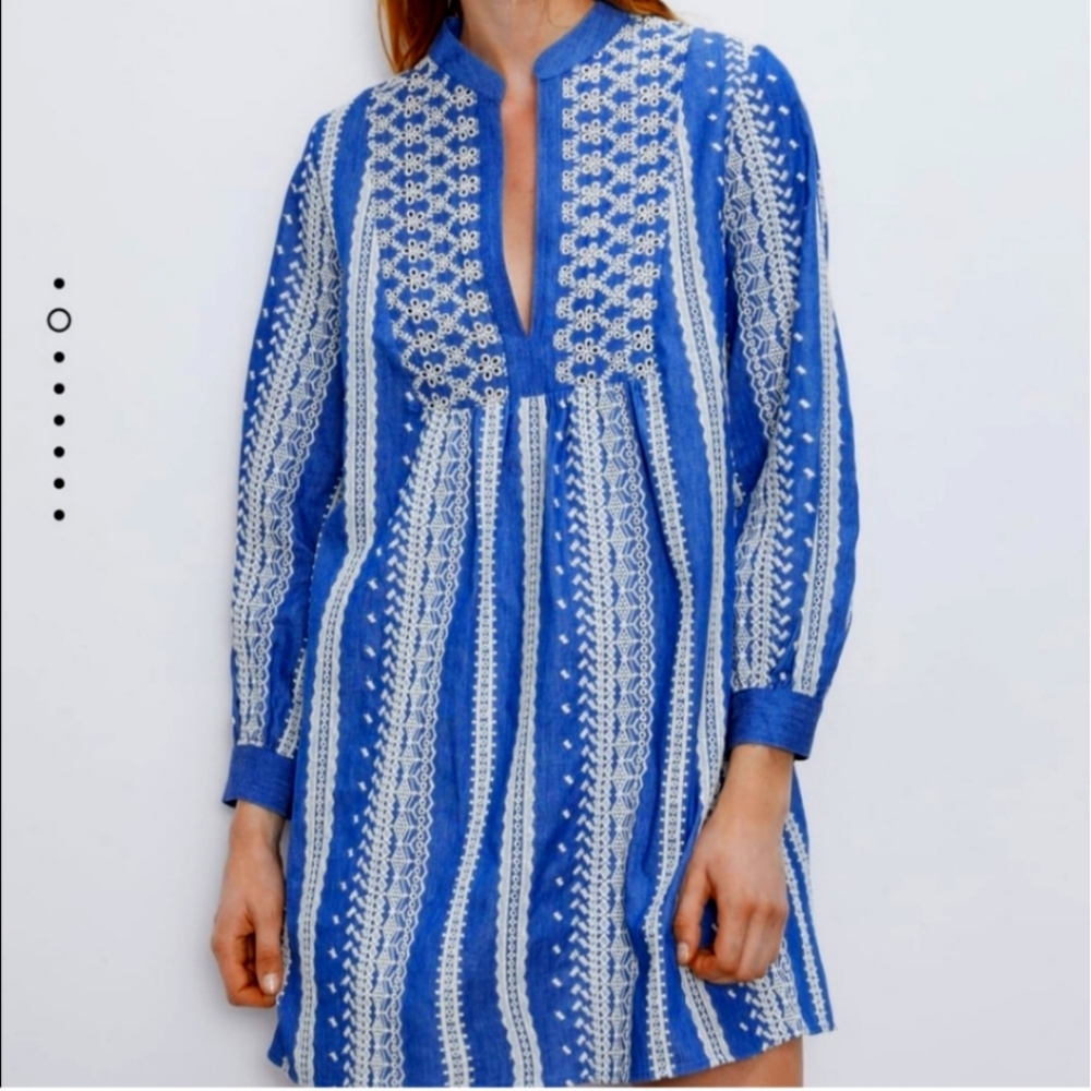 Zara embroidered mini dress bloggers fav